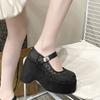 Fashion Hollow Breathable Chunky Heels Slippers Platform Wedges Sandals Summer Block High Heels for Women Shoes Loafers Sandalias
