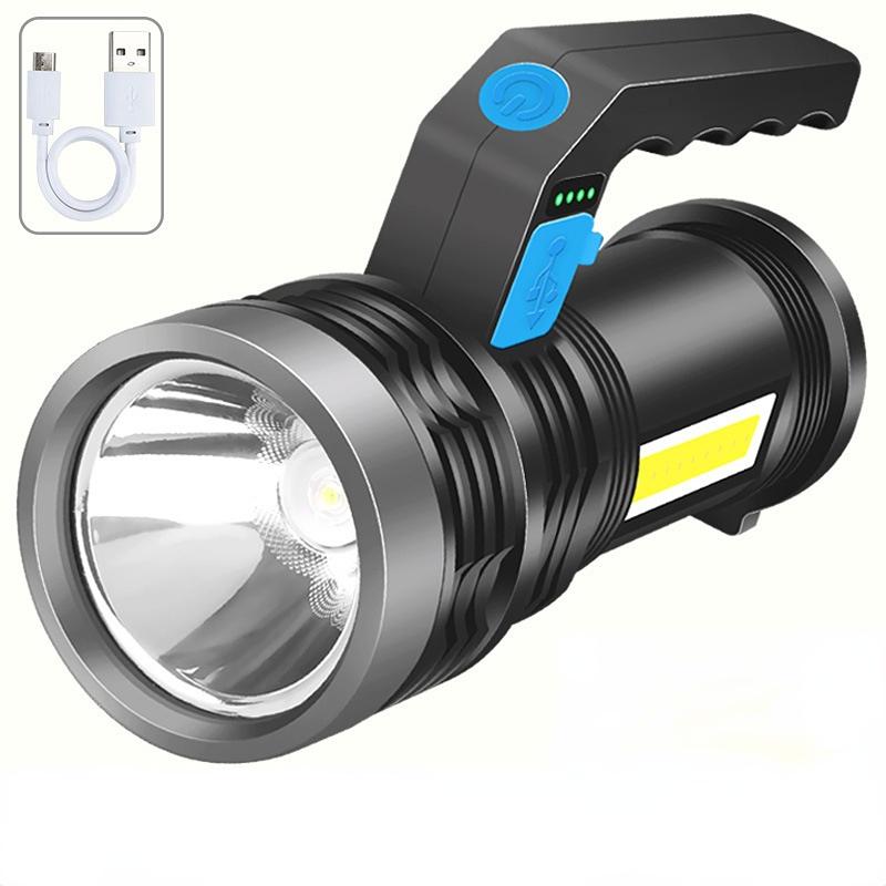 

Портативный фонарь, перезаряжаемый, дальний прожектор, бытовой уличный фонарик, портативный боковой светодиодный фонарик чёрный