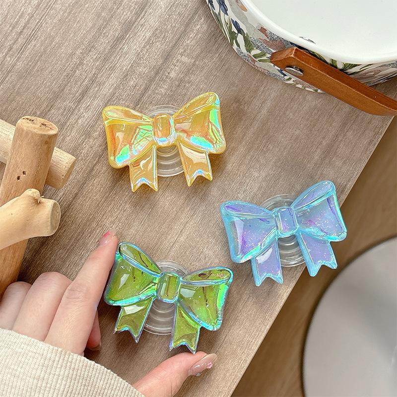 Wind Creative Colorful Laser Bow Simple Three-Dimensional Ring Retractable Desktop Phone Holder Airbag Folding
