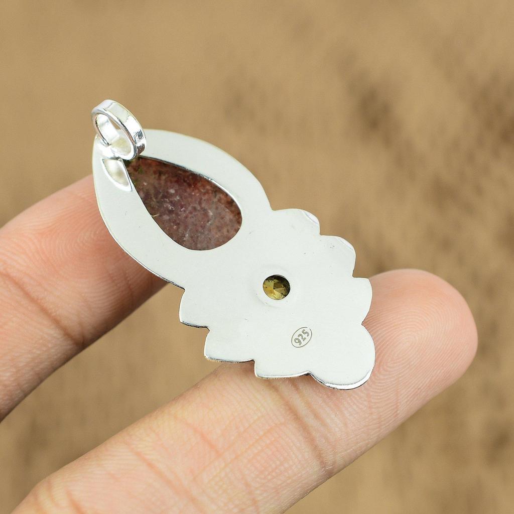 Natural Sunstone Gemstone Pendant Handmade 925 Sterling Silver Indian Jewelry