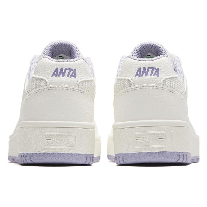 Anta First Year Abrasion Resistant Low top Skateboard Shoes Women's White Purple Sneakers 922628068F-3