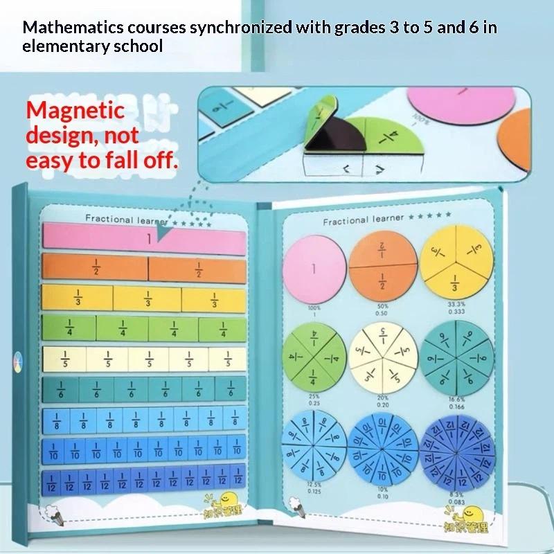 Magnetic Fraction Demonstrator Colorful Fraction Tiles Math Learning Educational Toy for Kindergarten Teachers Teaching Supplies