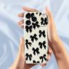 For iPhone 17 Pro Case Black Bow Pattern Printing Straight Edge TPU Phone Back Cover