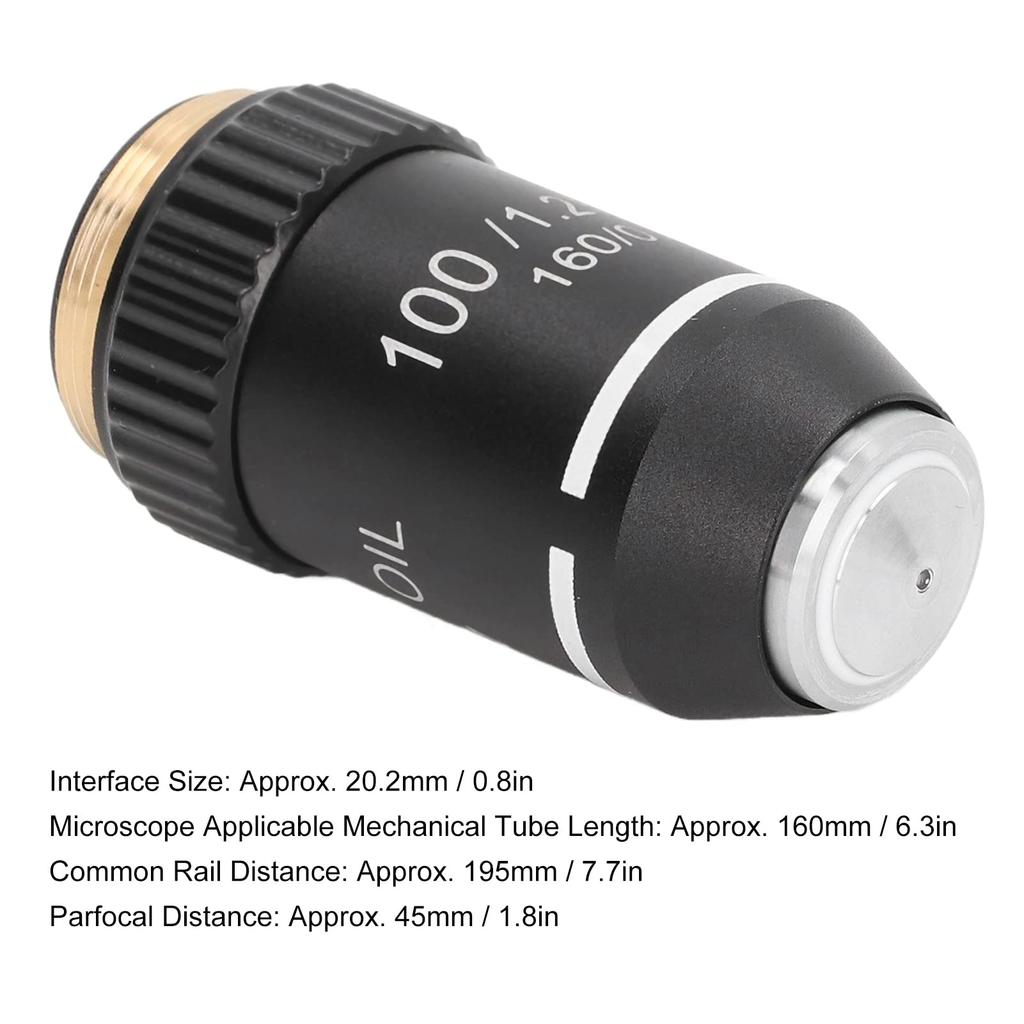 High-Power 20.2mm 100x High-Transmittance Microscope Objective Lens for Industrial, Research, and Education