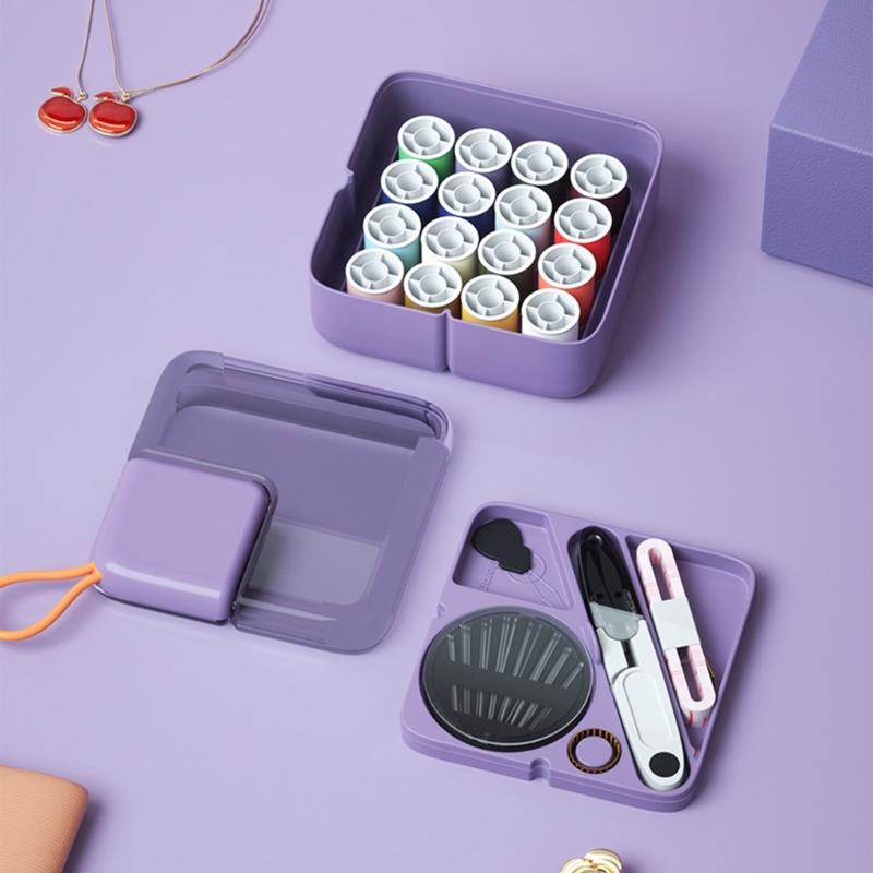 Sewing Box Set Sewing Kits Sewing Needle and Thread Box Needle Threader Sewing Storage Box Sewing Tool for Travel