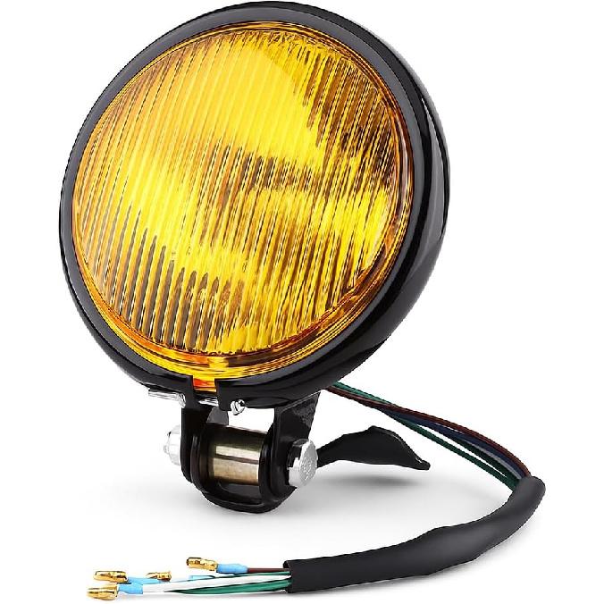 5-дюймовая круглая светодиодная фара для мотоцикла, Keenso 12V Универсальная ретро фара для мотоцикла Передние фары (Янтарный len)