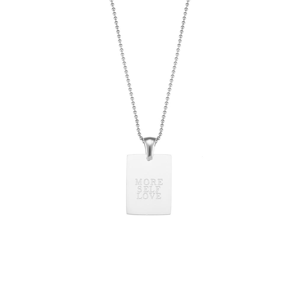 Vintage Silberfarben Graviert Länglich Paar Anhänger Perlenkette Damen Halskette Edelstahl Schmuck Halskette Für Männer