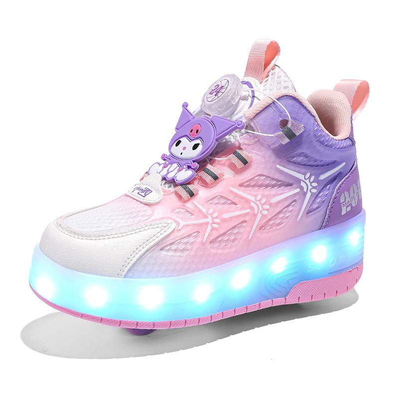 TUINANLE Zapatillas de skate de alta calidad para niños, zapatillas luminosas con luz LED, zapatos de dos ruedas para niños y niñas con carga USB