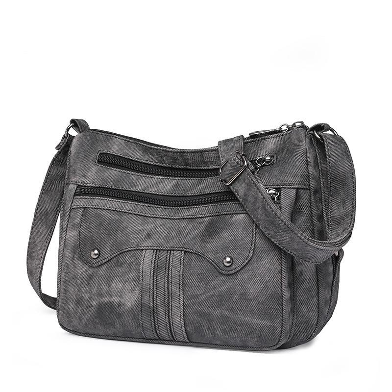 Women's bag new casual large-capacity shoulder bag washed leather messenger bag fashionable mother bag
