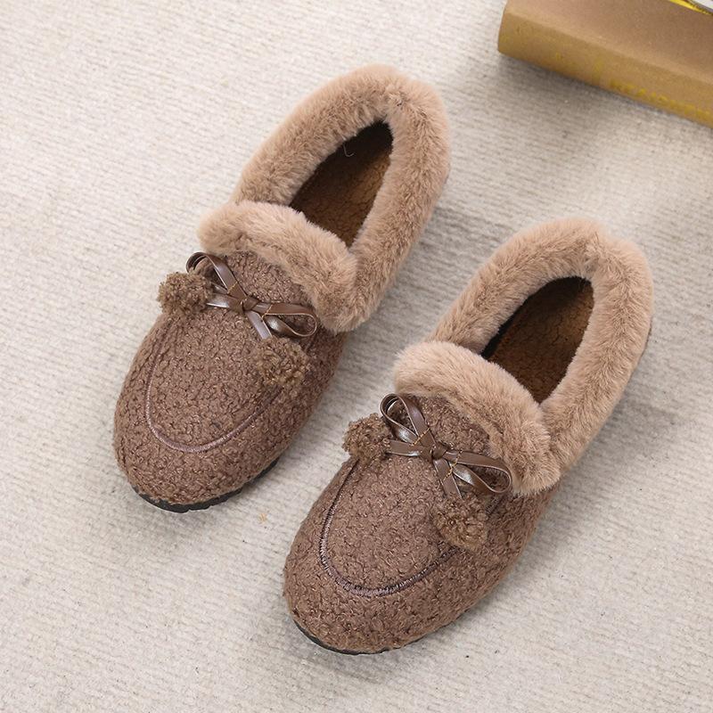 Doudou shoes women's autumn and winter warm thick-soled new Mao Mao shoes flat-soled versatile cotton shoes velvet mother wear