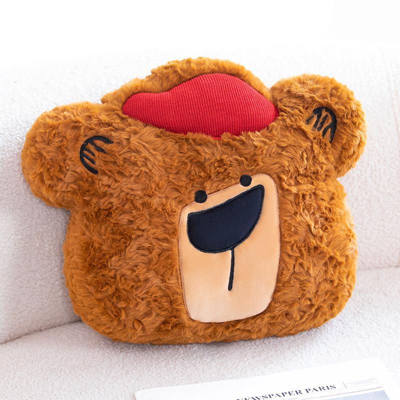 Nieuwe Happy Birthday Beer Pluche Speelgoed Gezellige Pluizige Cartoon Grote Gezicht Beer Sierkussen Zacht Rugkussen Mooie Woondecoratie Kinderen Cadeau 43cm