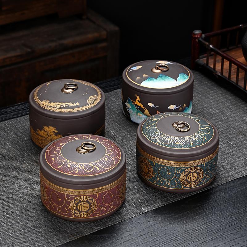 Purple Sand Tea Jar High Grade Sealed Candy Jar Multifunctional Nut Coffee Bean Medicinal Material Storage Box Kitchen Container