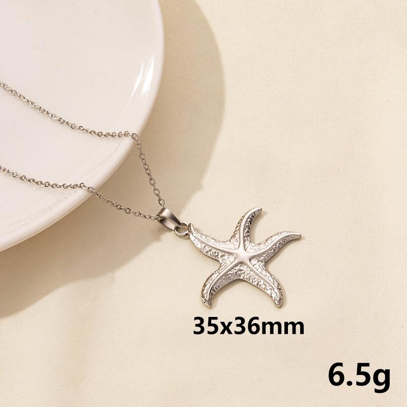 1Pc Stainless Steel Animal Starfish Turtle Octopus Seahorse Pendant Necklaces Vintage Summer Conch Shell Women Collar Jewelry