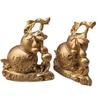 Double Fortune Bronze Gourd Ornaments - Feng Shui Prosperity Decor for Living Room or Shop.