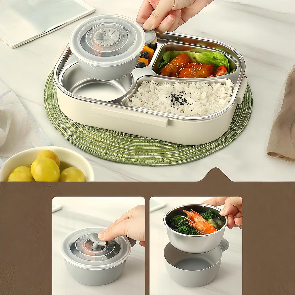 Lunch Container Box Meal Carrier With Chopsticks Stainless Steel Food Container Lunch Box For School Camping Spring Trip
