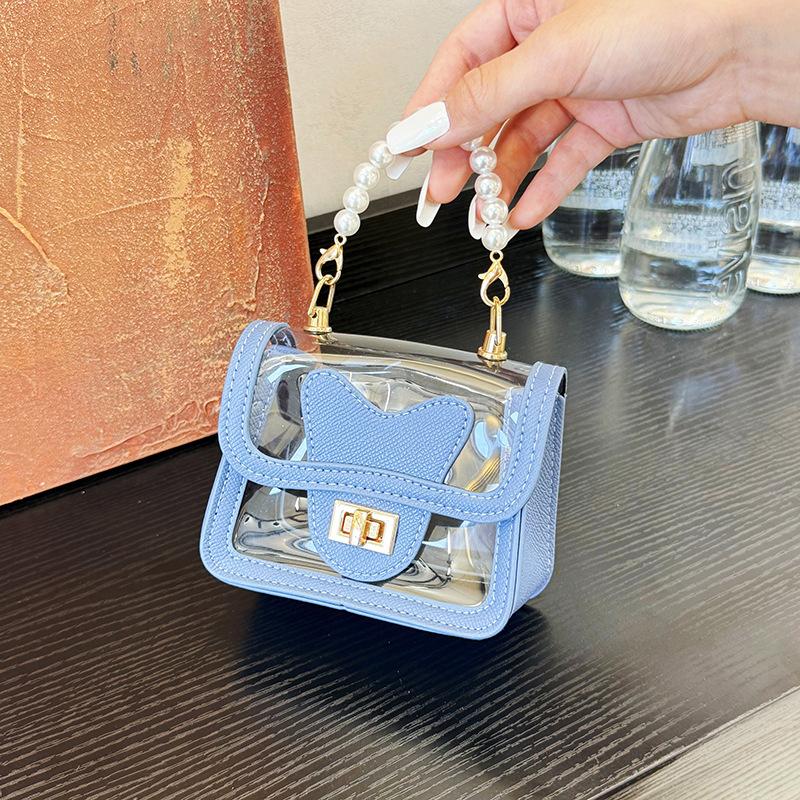 

Summer new popular niche transparent design beautiful exquisite chain shoulder messenger bag women s small square bag синий