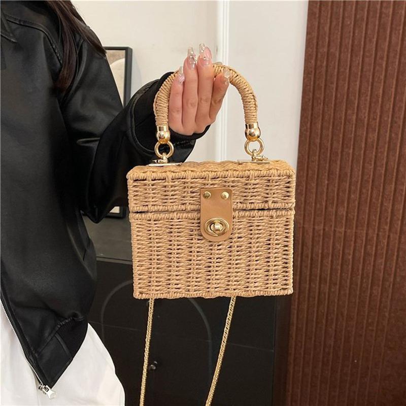 Woven Straw Bags Women's Handbags Bohemian Chic Multi-functional Handbag for A Beach Chain Crosshody Shoulder Bag