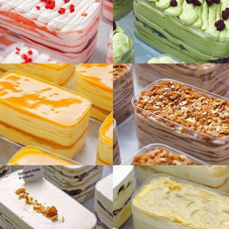 Krabičky na sušenky a svačiny Krabičky na balení tiramisu Průhledné PP krabičky na pečivo Pro Vánoční Svatbu Večírek Dárková krabička s víkem