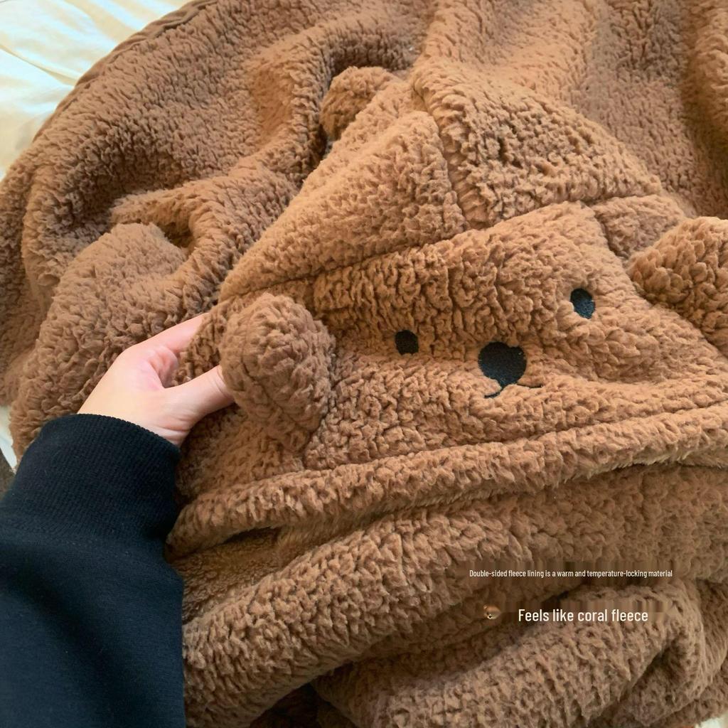2024 Cute Cartoon Bear Hooded Shawl Blanket - Cozy and Thick for Women