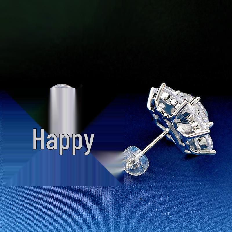 New S925 Sterling Silver Korean Floral Zircon Stud Earrings for Women