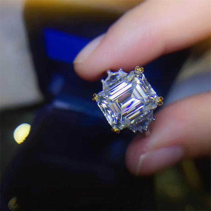 Elegant 5-Carat Emerald Cut Moissanite Ring, D Color, with Certificate - European & American Fashion. Size 11