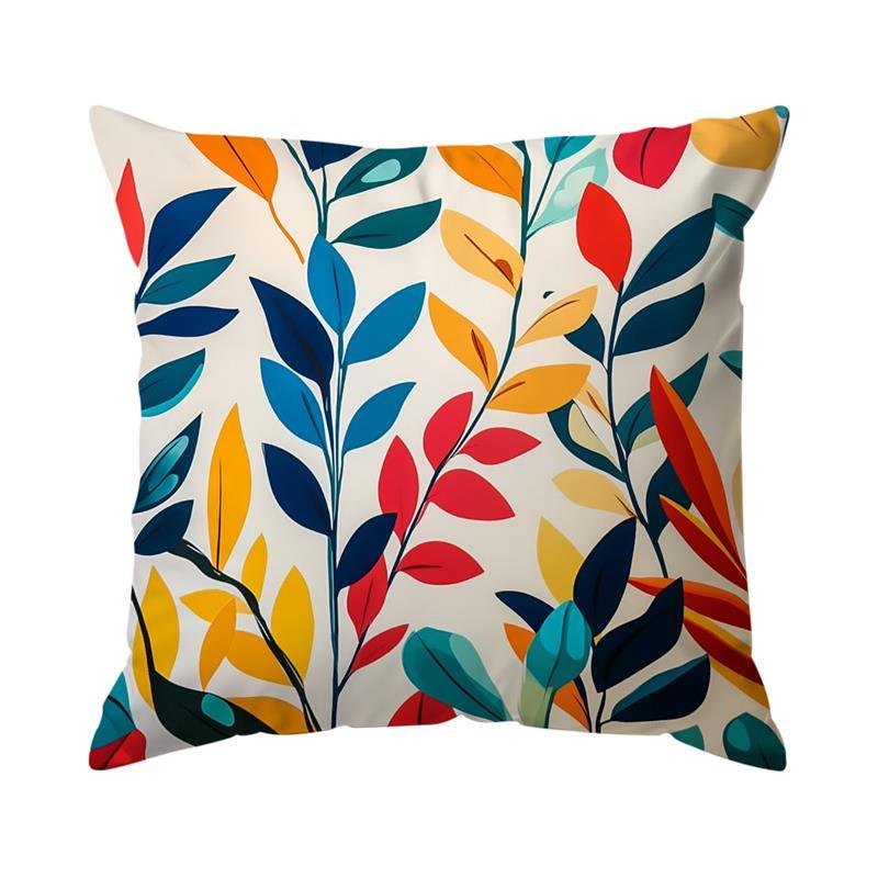 Home Decor Colorful Leaf-Patterned Digital Print Pillow Covers Pattern Cushion Cover Suitable For Sofa Bedroom Car Pillow Cover