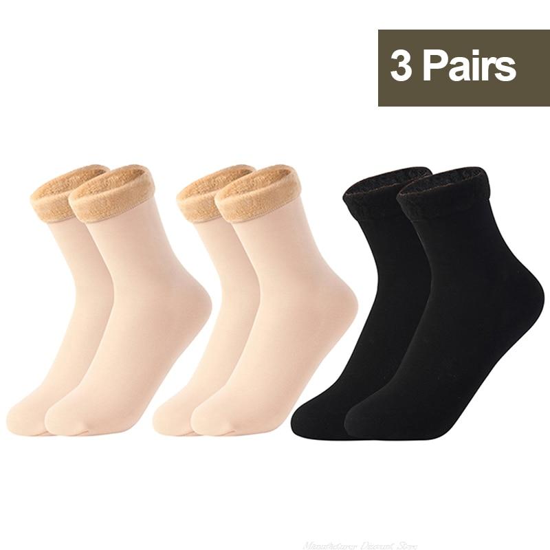Winter Snow Socks Women Men Velvet Thickened Medium Tube Solid Color Floor Thermal Floor Sleep Socks Cashmere Socks