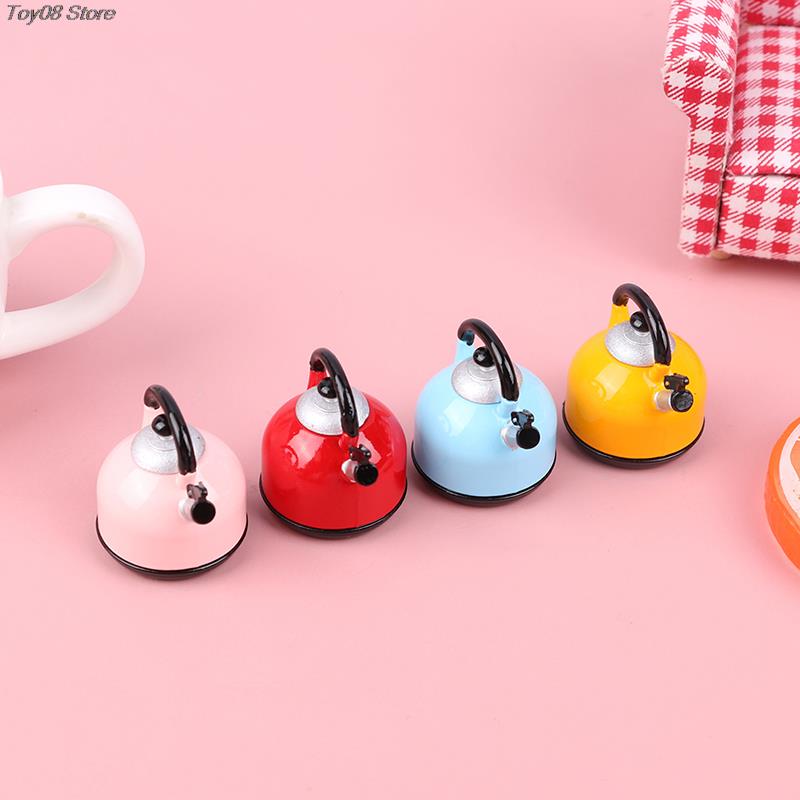 1/6 Dollhouse Miniature Cute Big Belly Kettle Simulation Furniture Tea Pot Kitchen Model Toy For Doll House Diy Life Scene Decor