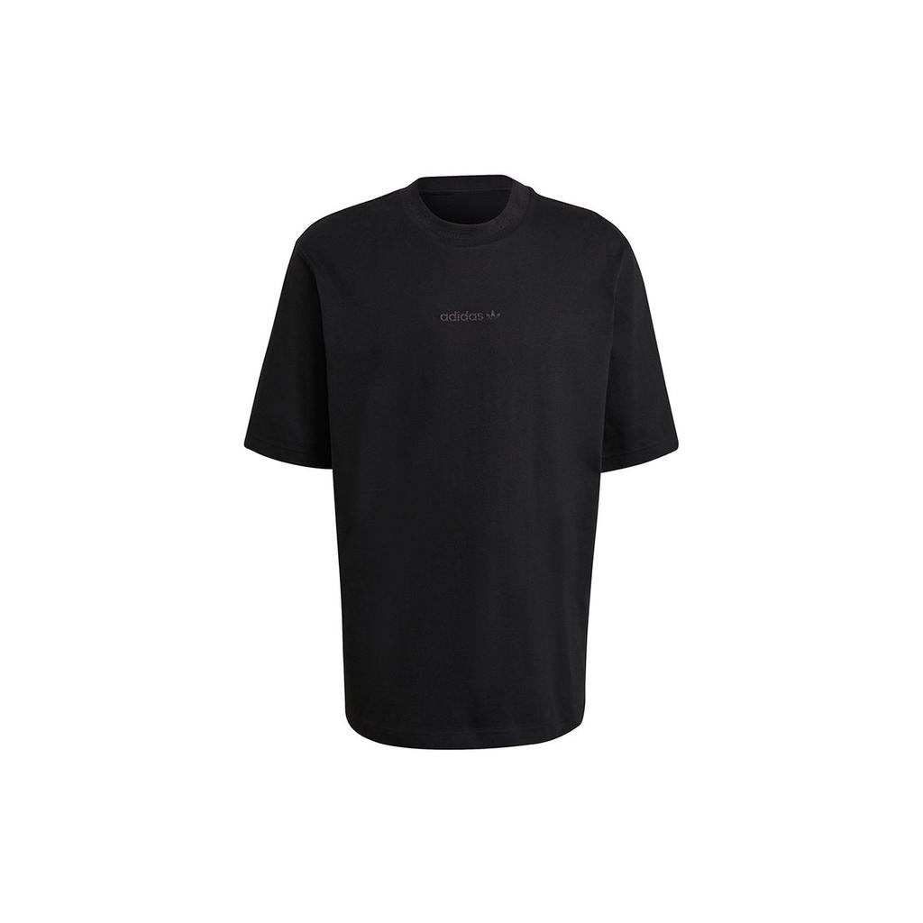Adidas Originals Rib Detail Tee With Sporty Crew Neck Men Tops Black HB8044