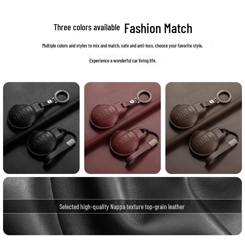 Étui pour clé BMW MINI Cooper (F54/F55/F56/F60) - Cuir Véritable Rouge Jujube