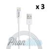 Lot of 3 White USB Charger Cables Compatible with iPhone SE Phonillico®