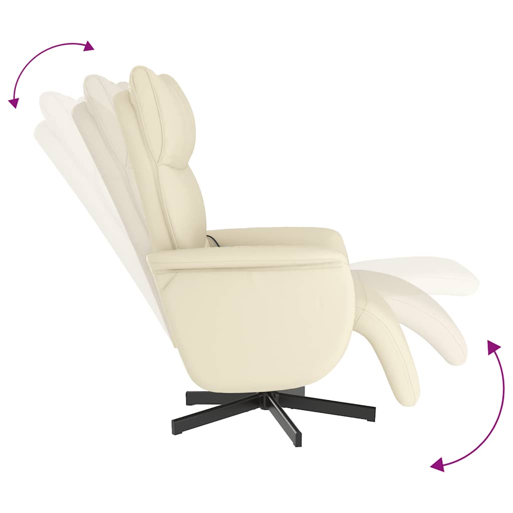 Massage Chair with Footrest Cream Faux Leather