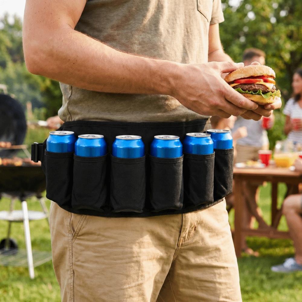 Oxford Cloth Beer Belt 6 Pack Beer Bottle Belt Holder Durable Beer Belt Holder  Camping