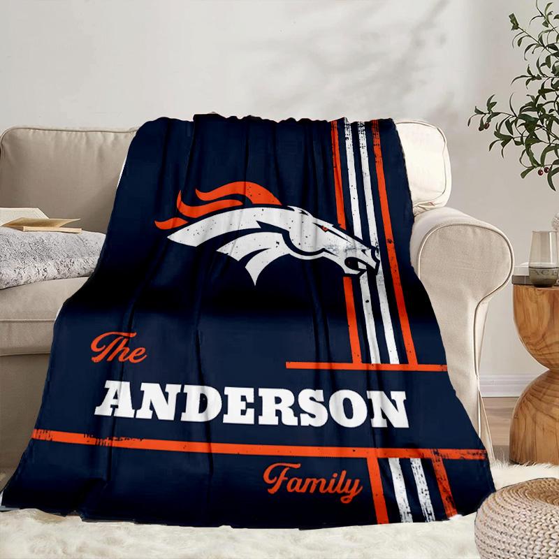 Denver Broncos Coperta Portatile/Coperta Morbida Coperta per Letto Adatta per Viaggi Campeggio Soggiorni Uffici Divani Regali per Fan