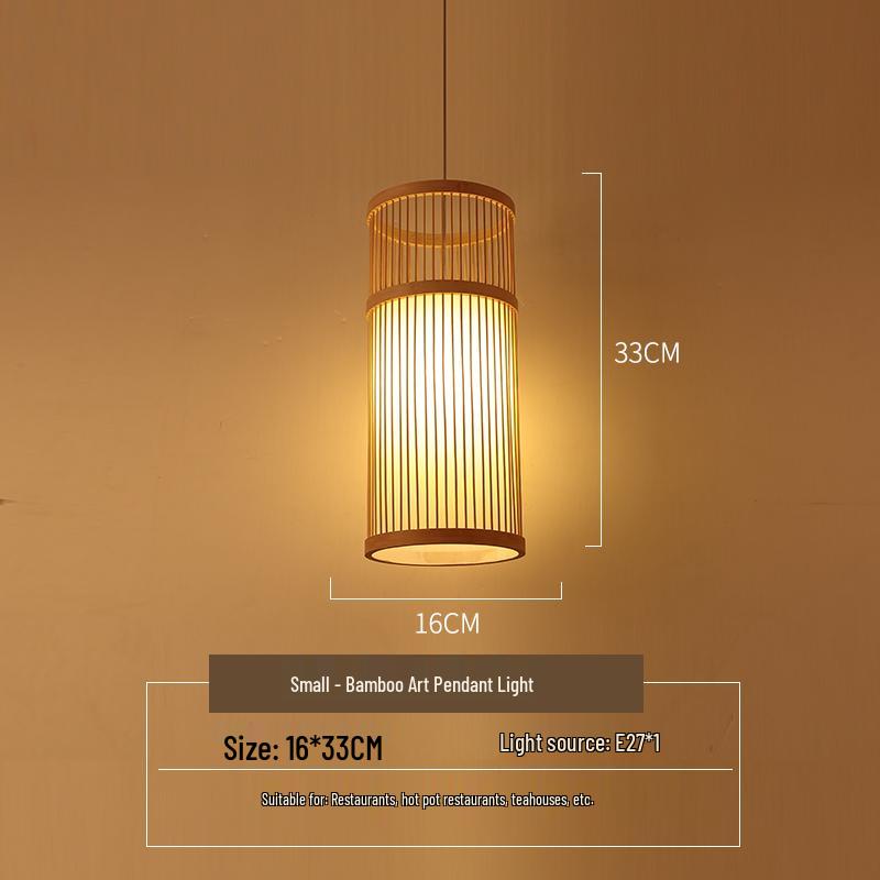 Modern Japanese-Style Bamboo Weaving Chandelier - Creative Decorative Lighting for Living Room, Bedroom, Bar, or Dining Area
