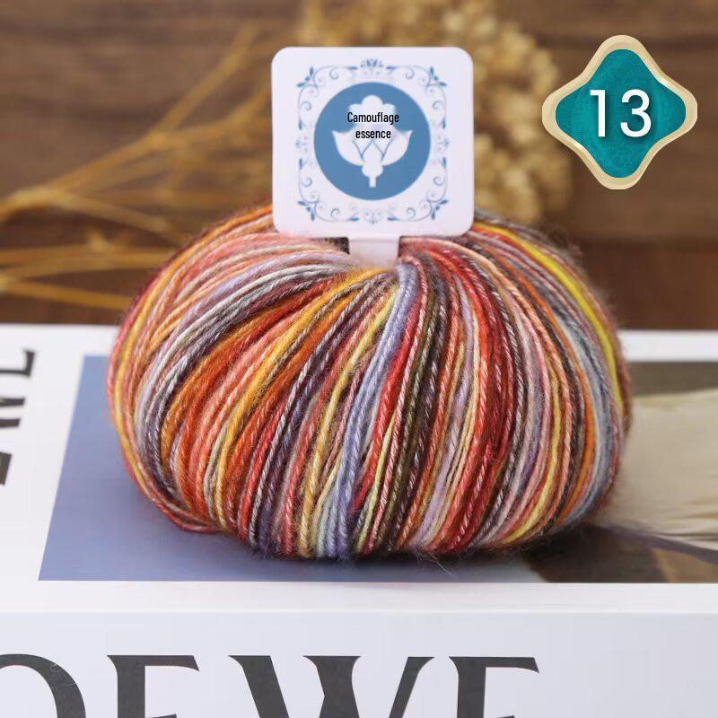 Fil de laine de coton mohair camouflage dégradé pour tricot à la main d'écharpes et de bonnets