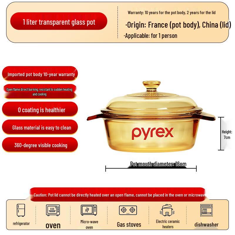 Pyrex Transparent Glass Saucepan