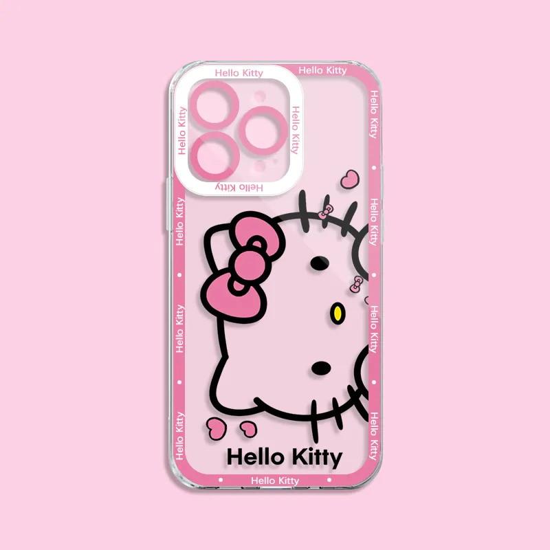 Pink Cute Hello Kitty Phone Case For Iphone 17 Air 17 Pro Max 16 15 14 12 13 11 Pro Max X 16e 16 Plus 13 Mini INS Thin Cover