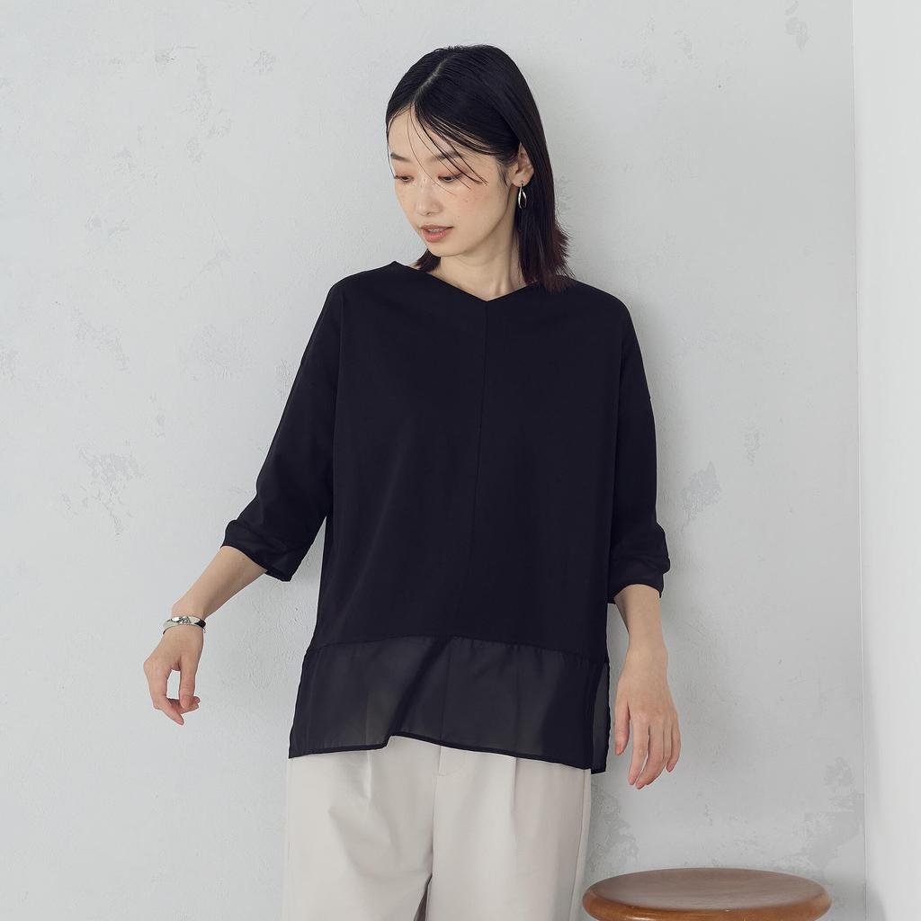 Comme Ca Ism Sheer Combi Cut and L Sew, 12-68CM25-205, Black,