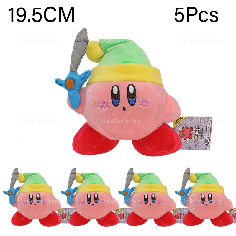 5 Pcs/Lot Anime Kirby Plush Doll Toys Kawaii Star Kirby Swimming Sword Bread Kirby Collection Christmas Birthday Gift for Kid