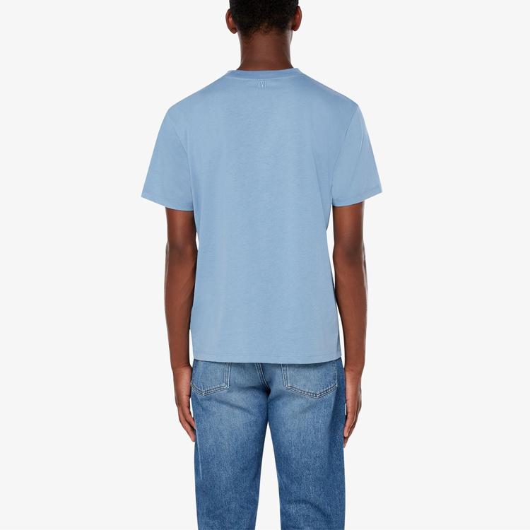 AMIPARIS T-Shirts Men's Light Blue Crew Neck Moderate Straight Fit E21HJ108723-459