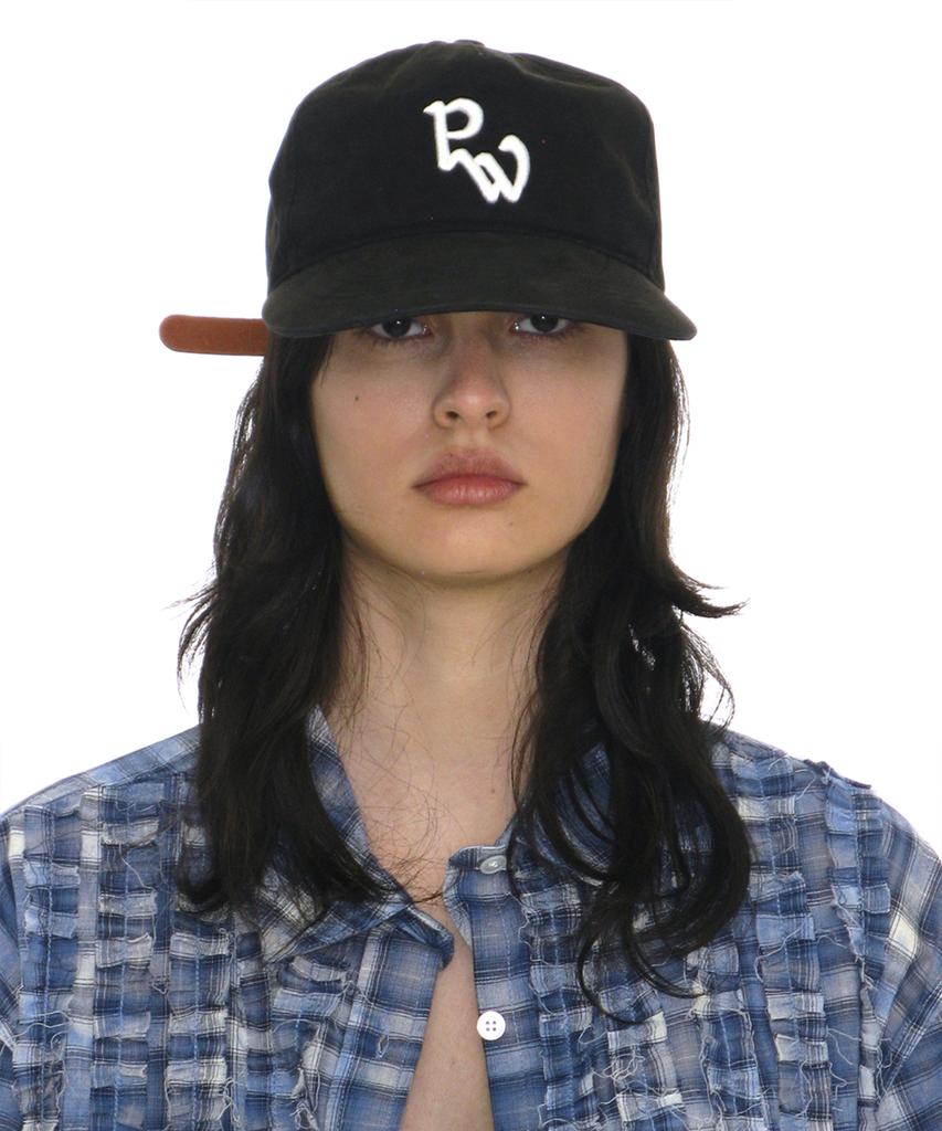 PARTIMENTO WOMEN Washed Pw Embroidered Grandad Cap_Black
