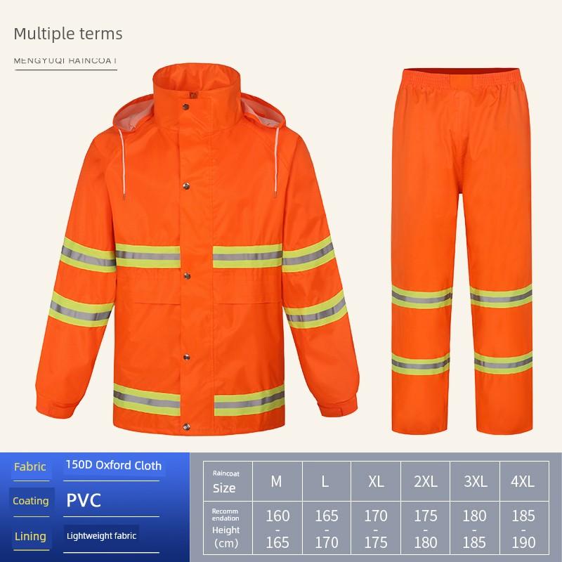 Sanitation Workwear Raincoat, High-Visibility Reflective, Two-Piece, Unisex Outdoor Work Waterproof Suit