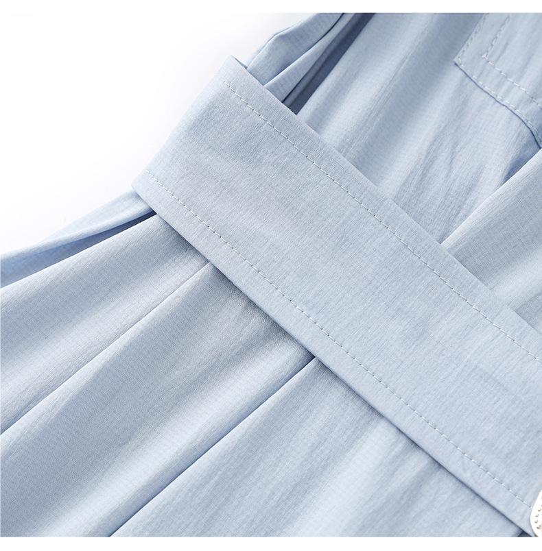 High-Waist Half Zip Casual Summer Shirt Dress