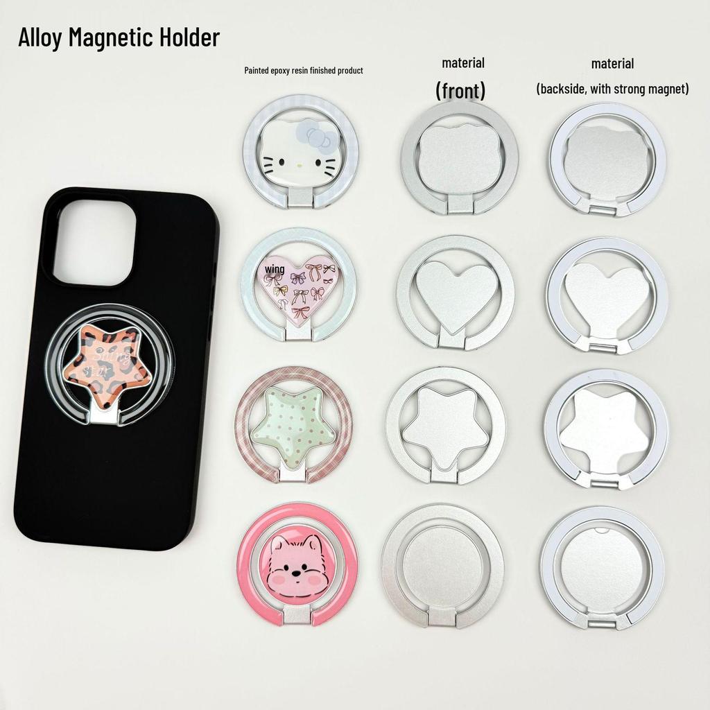 Pentagram-Shaped Alloy Mobile Phone Holder - Epoxy Painted Magnetic Stand