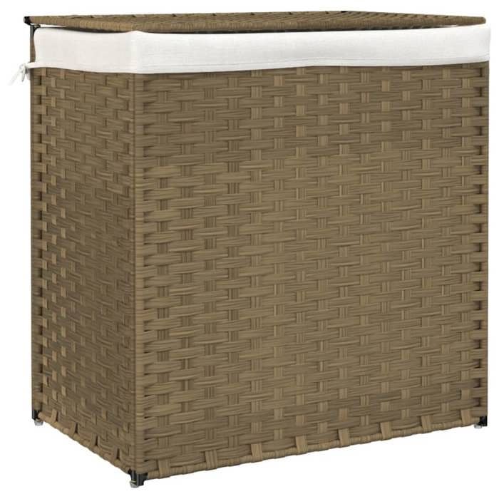 VidaXL Laundry Basket with 2 Sections 53x35x57 Cm Woven Resin 372034
