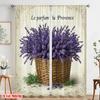 2pcs 2D Flat Printing Curtain Lavender Basket Provence French Polyester Without Electricity Family Party for Multipurpose Event