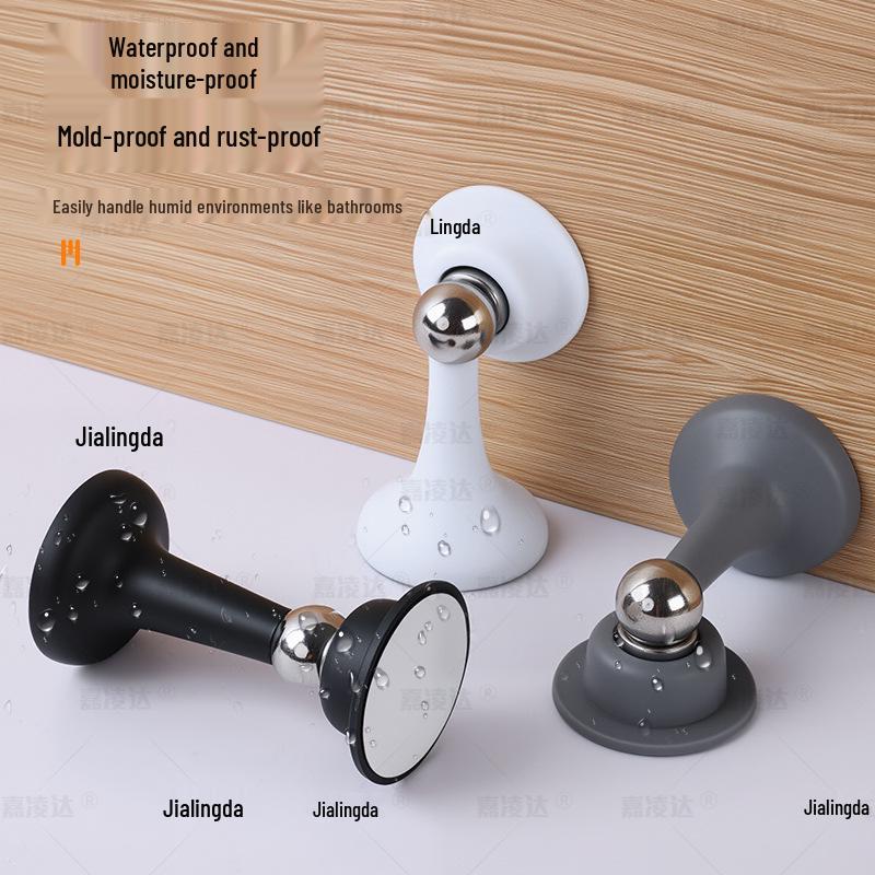 Silent Magnetic Door Stopper: Plastic Steel Hole-Free Anti-Collision Suction Cup for Bathroom Doors