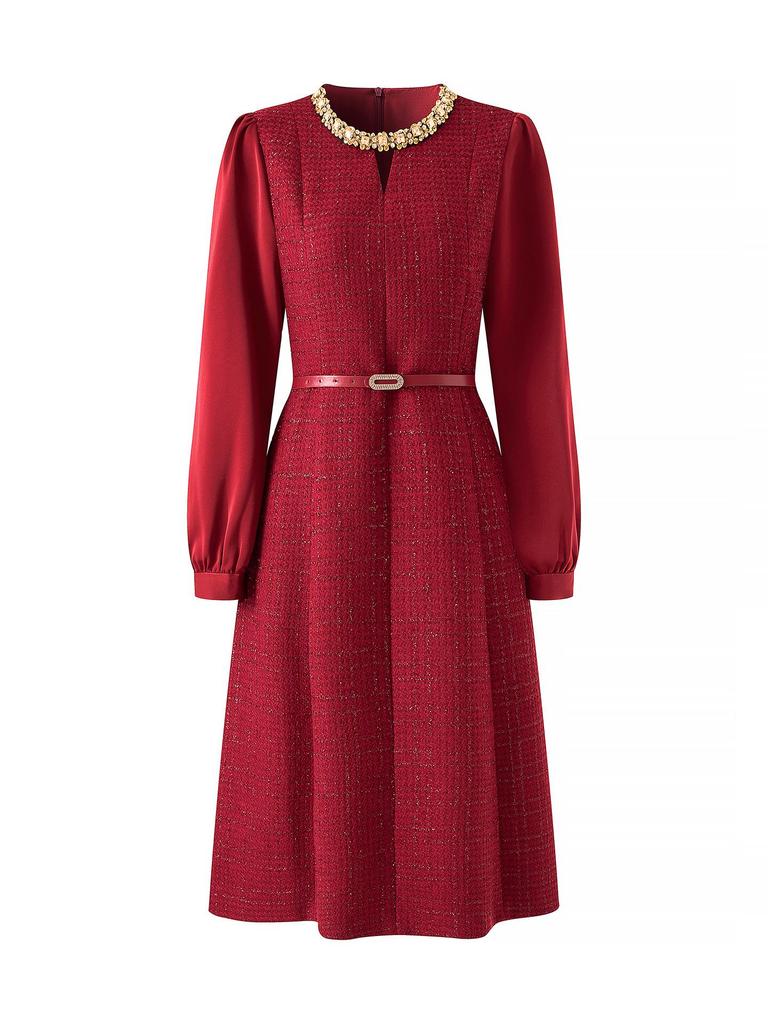 High-End Lurex Tweed Autumn/Winter Banquet Gown Dress - Nanyou Collection