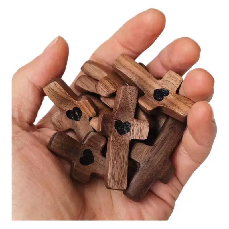 3Pcs Mini Wooden Crosses Encouragement Black Walnut Cross Praying Crucifixion Pockets Palm Crucifix Spiritual Companion Cross